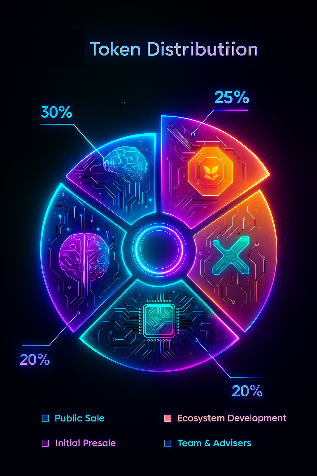 Pie chart of GROK73K token distribution
